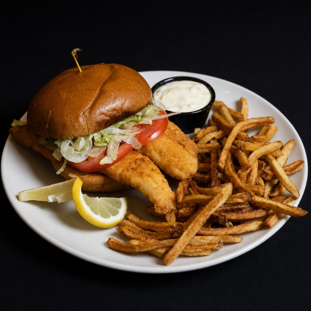 Breaded Perch Sandwich.